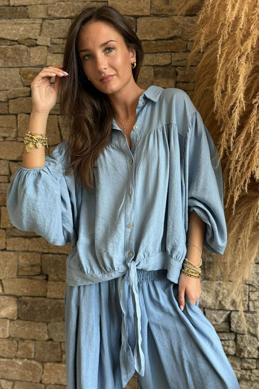 Basso Tie Smock Blouse Denim /10=